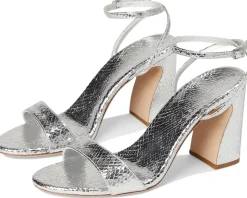 Loeffler Randall Heels|Sandals<Malia Curved Heel Simple Sandals With Ankle Wrap Silver
