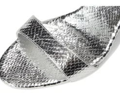 Loeffler Randall Heels|Sandals<Malia Curved Heel Simple Sandals With Ankle Wrap Silver