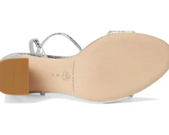 Loeffler Randall Heels|Sandals<Malia Curved Heel Simple Sandals With Ankle Wrap Silver