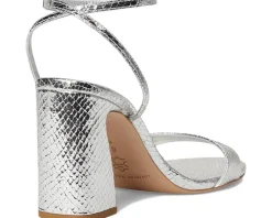 Loeffler Randall Heels|Sandals<Malia Curved Heel Simple Sandals With Ankle Wrap Silver