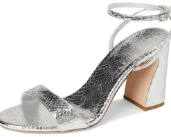 Loeffler Randall Heels|Sandals<Malia Curved Heel Simple Sandals With Ankle Wrap Silver