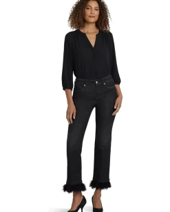 NYDJ Jeans<Marilyn Straight Ankle Feather Trim Jeans in French Nightfall