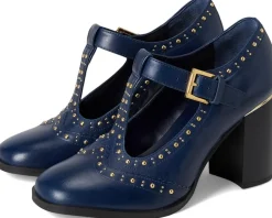 Vince Camuto Maris T-strap Block Heel Pump Deep Navy Outlet