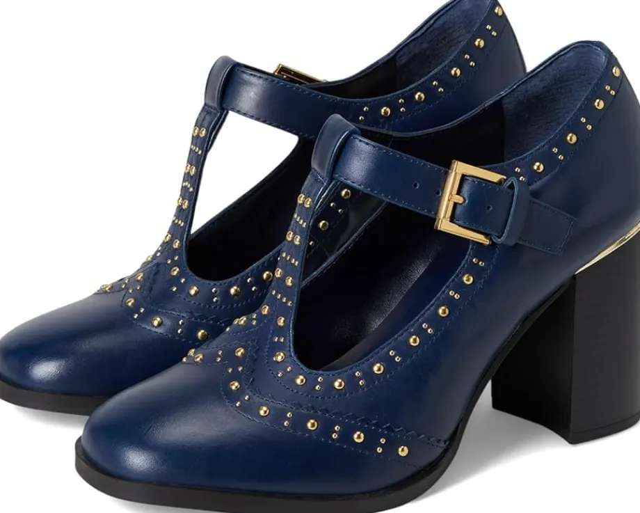 Vince Camuto Maris T-strap Block Heel Pump Deep Navy Outlet