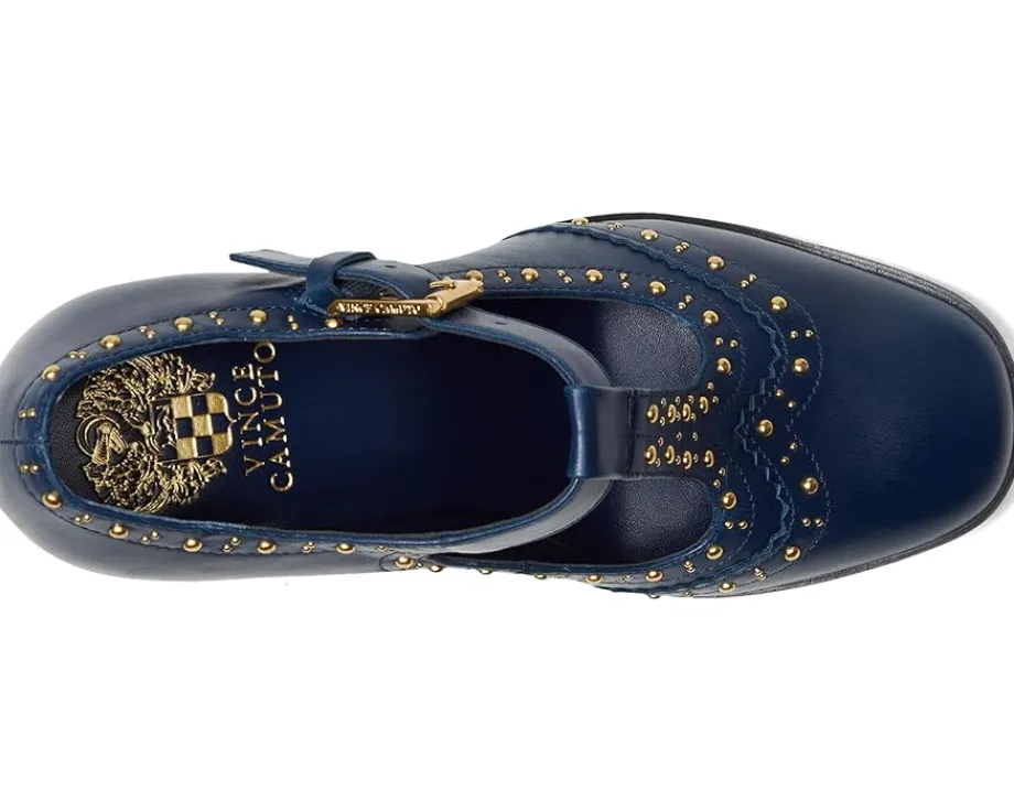 Vince Camuto Maris T-strap Block Heel Pump Deep Navy Outlet