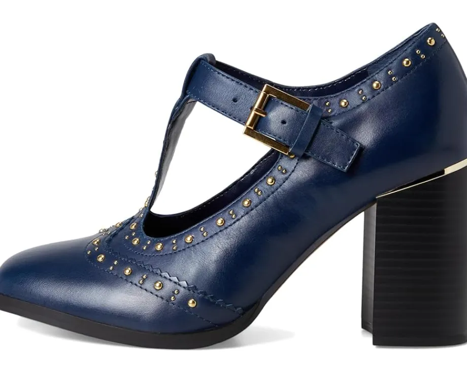 Vince Camuto Maris T-strap Block Heel Pump Deep Navy Outlet