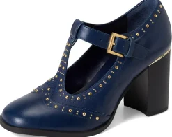 Vince Camuto Maris T-strap Block Heel Pump Deep Navy Outlet