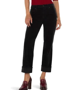 Liverpool Los Angeles Jeans<Marley Girlfriend Cuffed Mid Rise Stretch Corduroy in Onyx