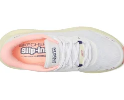 SKECHERS Max Cushioning Glide Step Caledonia Hands Free Slip-Ins White/Pink Discount