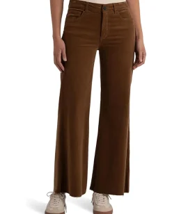 KUT from the Kloth Jeans<Meg High-Rise Fab Ab Wide Leg Raw Hem-Long Inseam in Cognac