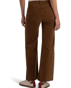 KUT from the Kloth Jeans<Meg High-Rise Fab Ab Wide Leg Raw Hem-Long Inseam in Cognac