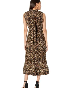 MILLY Dresses|Dresses<Meina Leopard Print Pleated Dress Multi