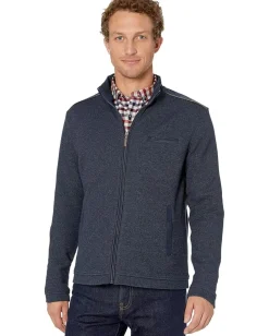 Activewear|Sweaters|Johnston & Murphy Melange Full Zip Navy