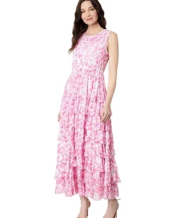 Women Vince Camuto Mesh Ruffled Maxi Dress