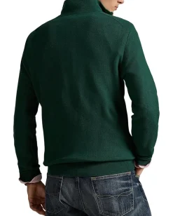 Polo Ralph Lauren Mesh-Knit Cotton 1/4 Zip Sweater Vintage Pine Outlet