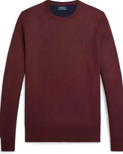 Polo Ralph Lauren Mesh-knit Cotton Crewneck Sweater Red Wine New