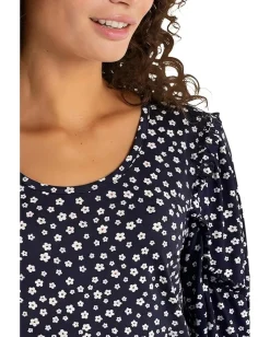 Women Liverpool Los Angeles Mid-length Ruffle Sleeve Scoop Neck Knit Top