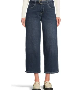 Women Liverpool Los Angeles Mid-rise Belted Crop Wide Leg Jeans