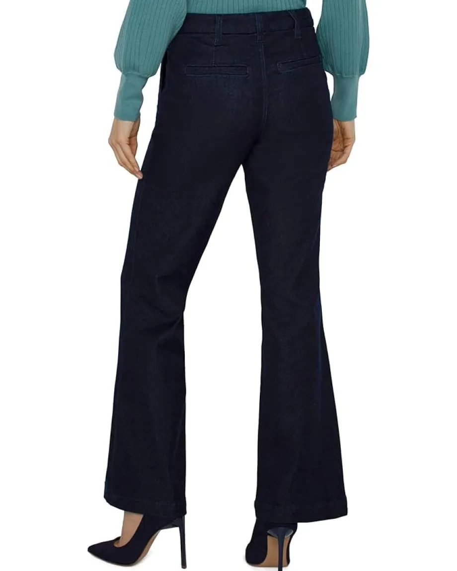 Women Liverpool Los Angeles Mid-Rise Trouser With Pintucks Polished Denim
