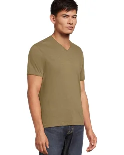 Activewear|T-Shirts|John Varvatos Miles V Neck Tee Khaki