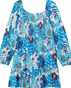 Lilly Pulitzer Kids Mini Jilly Long Sleeved Dress (Toddler/Little Kid/Big Kid) Breezy Aqua Best Fronds Forever Hot