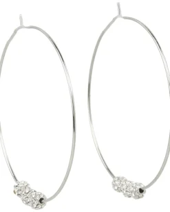 Jewelry|Jewelry|Michael Kors Modern Classics Pave Fireball Whisper Hoop Earrings Silver