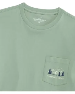 Vineyard Vines Activewear|T-Shirts<Mountain Dog Long Sleeve Pocket Tee Dune Grass