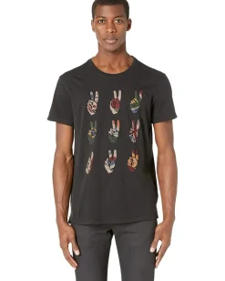 Activewear|T-Shirts|John Varvatos MULTI PEACE HAND TEE Black