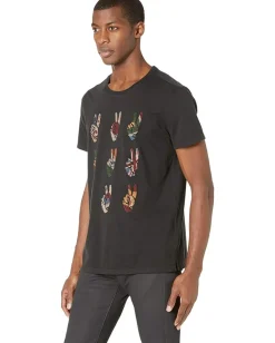 Activewear|T-Shirts|John Varvatos MULTI PEACE HAND TEE Black