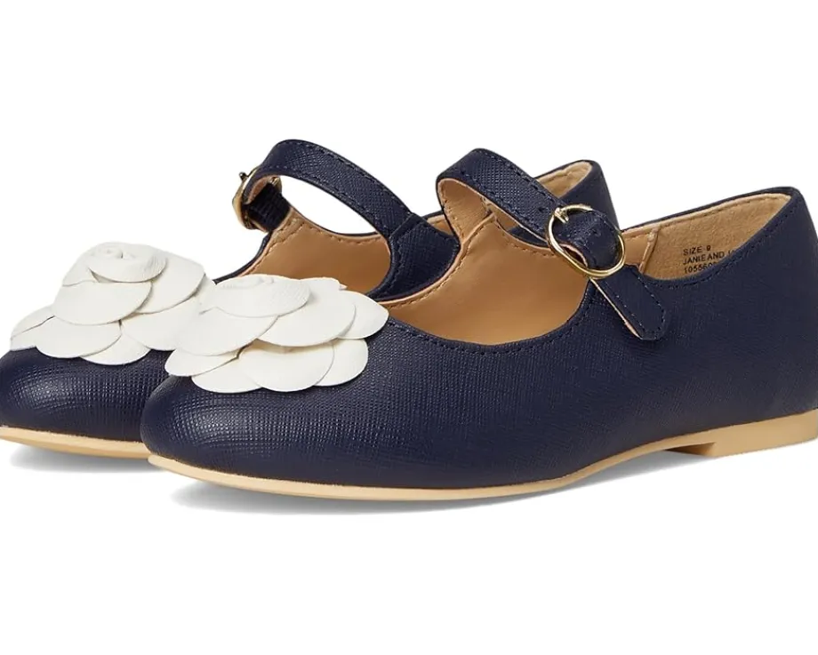 Shoes|Janie and Jack Navy Flower Flats (Toddler/Little Kid/Big Kid) Blue