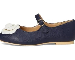 Shoes|Janie and Jack Navy Flower Flats (Toddler/Little Kid/Big Kid) Blue