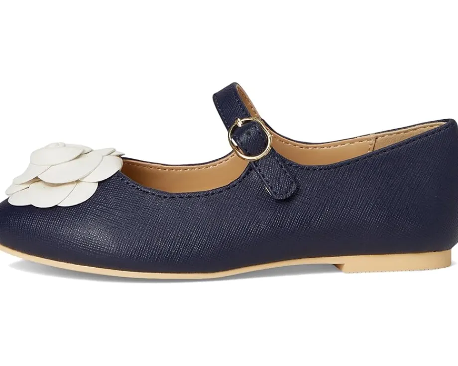 Shoes|Janie and Jack Navy Flower Flats (Toddler/Little Kid/Big Kid) Blue