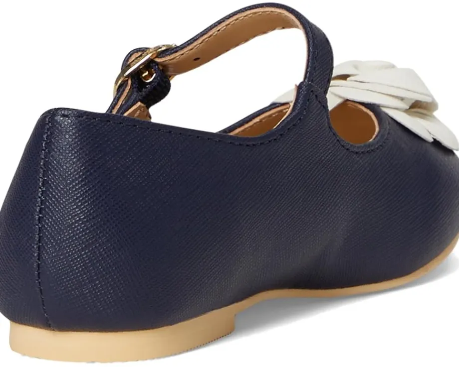 Shoes|Janie and Jack Navy Flower Flats (Toddler/Little Kid/Big Kid) Blue
