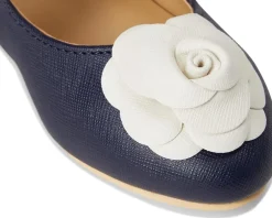 Shoes|Janie and Jack Navy Flower Flats (Toddler/Little Kid/Big Kid) Blue