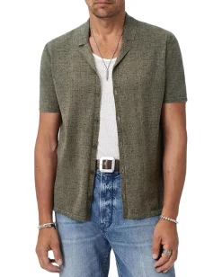 Activewear|T-Shirts|John Varvatos Nayeem Camp Y2545W25 Sage Brush