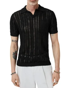 Activewear|Sweaters|John Varvatos Odin Linen Sweater Polo Y2317S25 Black