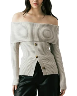 Blank NYC Off Shoulder Sweater Grey Best