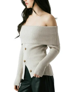 Blank NYC Off Shoulder Sweater Grey Best