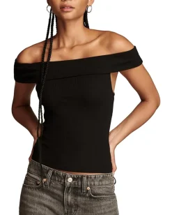 Shirts & Tops|Shirts & Tops|Lucky Brand Off-the-Shoulder Top Black Stripe