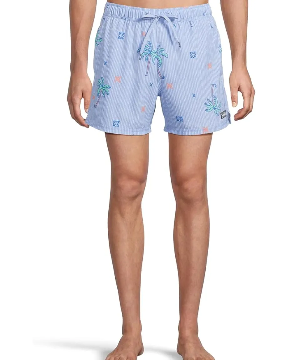 Activewear|Board Shorts|SAXX UNDERWEAR Oh Buoy 2-in-1 5" Volley Palmtastic/Bel Air Blue