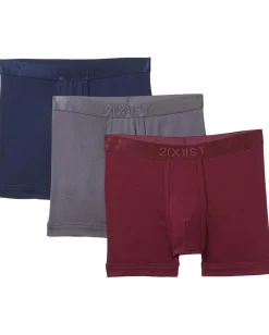 2(X)IST Activewear<3-Pack Pima Cotton Boxer Brief Navy Blazer/Tawny Port/Jet