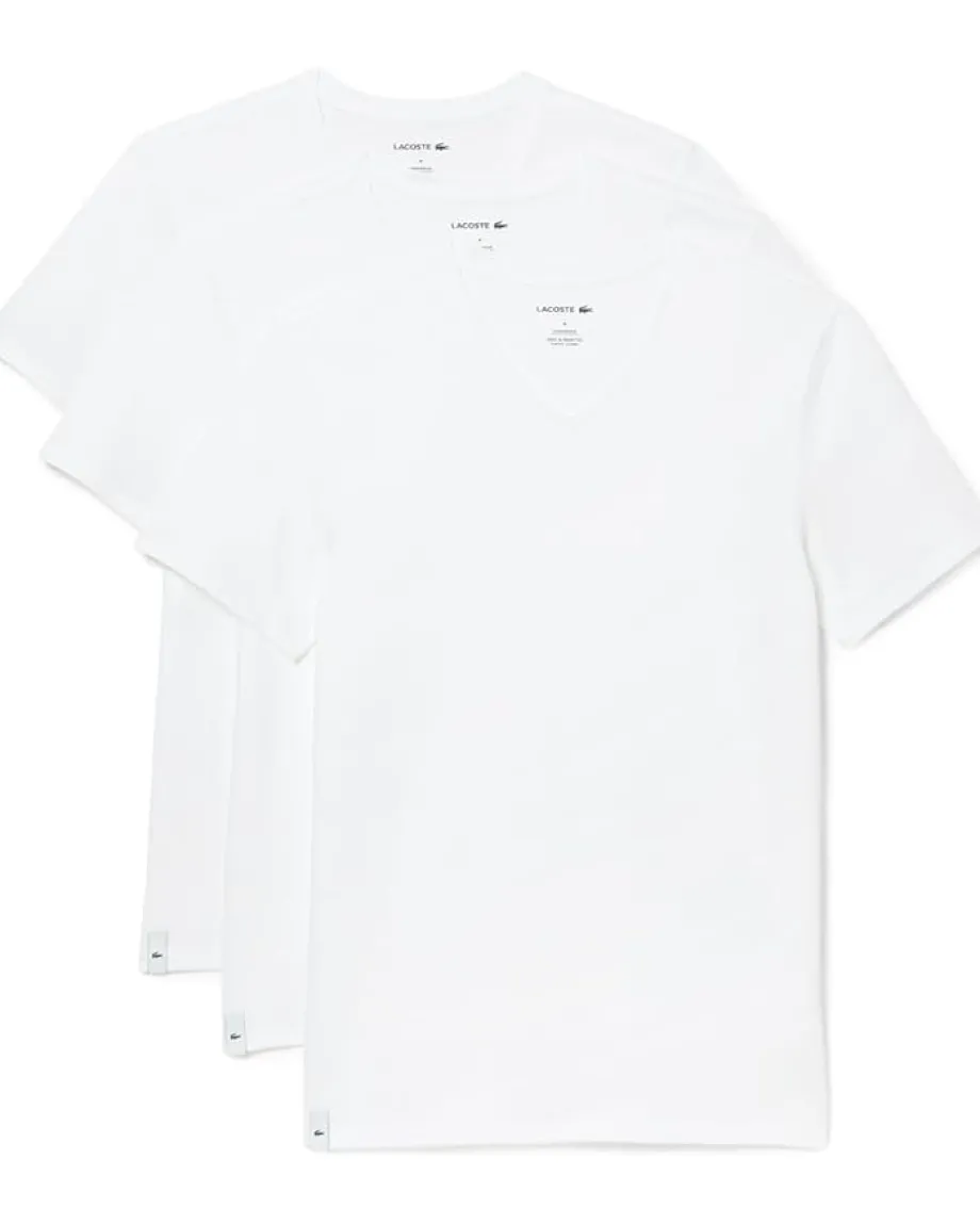 Activewear|T-Shirts|Lacoste 3-Pack V-Neck Slim Fit Essential T-Shirt White