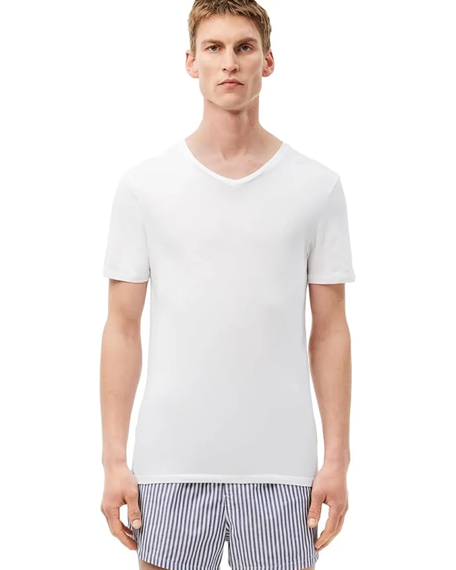 Activewear|T-Shirts|Lacoste 3-Pack V-Neck Slim Fit Essential T-Shirt White