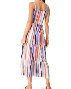 Dresses|Dresses|NIC+ZOE Painted Stripes Tiered Maxi Dress Pink Multi