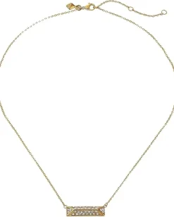 Rebecca Minkoff Pave Rectangle Pendant Necklace Gold Toned/Crystal Outlet