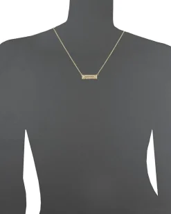 Rebecca Minkoff Pave Rectangle Pendant Necklace Gold Toned/Crystal Outlet
