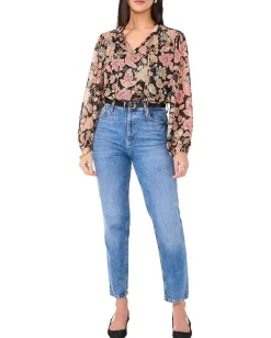 Women Vince Camuto Peasant Split Neck Long Sleeve Blouse With Ties