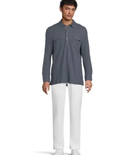 Tommy Bahama Activewear|T-Shirts<Penn Cove Polo Long Sleeve Insignia Blue Heather