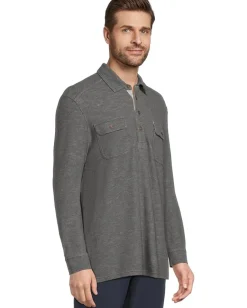 Tommy Bahama Activewear|T-Shirts<Penn Cove Polo Long Sleeve Charcoal Heather