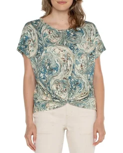 Women Liverpool Los Angeles Petite Crew Neck Dolman With Twisted Front Detail